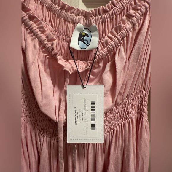 Sleeper - Juliette Shirred Asymmetric Dress - Pink - Size S - NWT - Picture 10 of 14